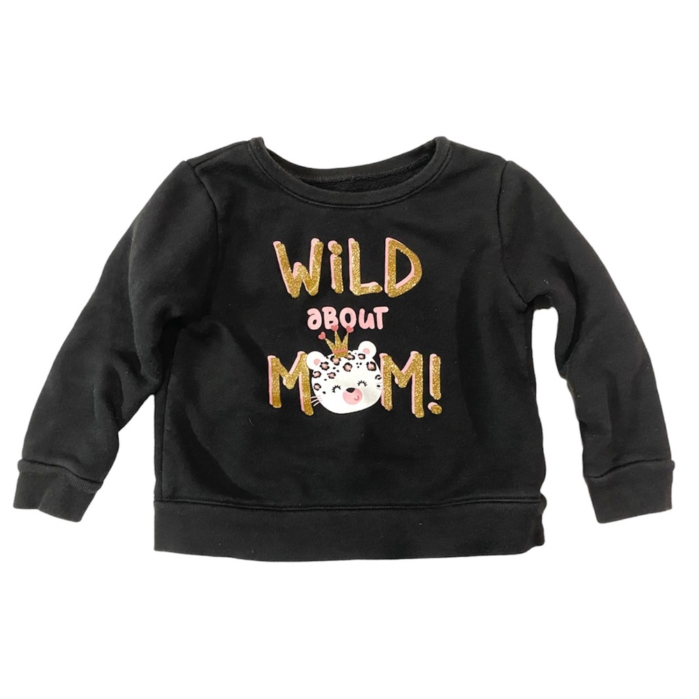 B💲3 💥♻ Garanimals Wild About Mom LS Black Fleece Shirt | Size 18m | 1045